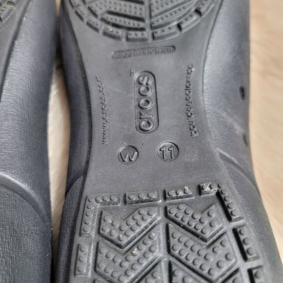 Crocs Black Rubber Cap Toe Ballet Flats Women’s  Slip On Shoes Size 10 - Picture 6 of 7